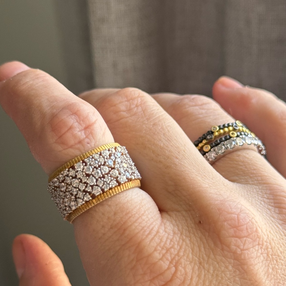 New Freida Rothman shining hope sterling silver Gold plated pave ring - Picture 2 of 10